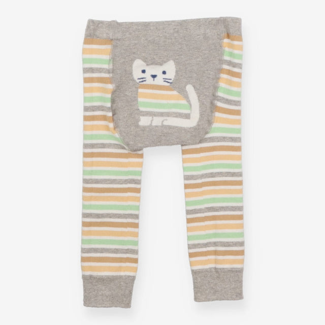 Leggings Knit Grey Striped Cat