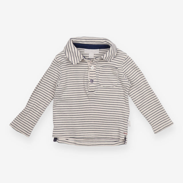 Polo long sleeved T-shirt navy and white striped w