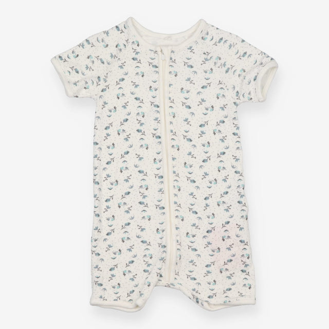 White shortie sleepsuit with blue flowers