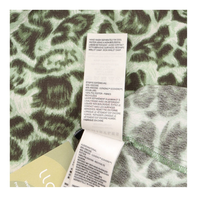Leopard Print Midi Dress Green Shirred Waist