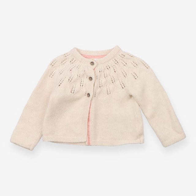 Cardigan cream knit with velour stripe