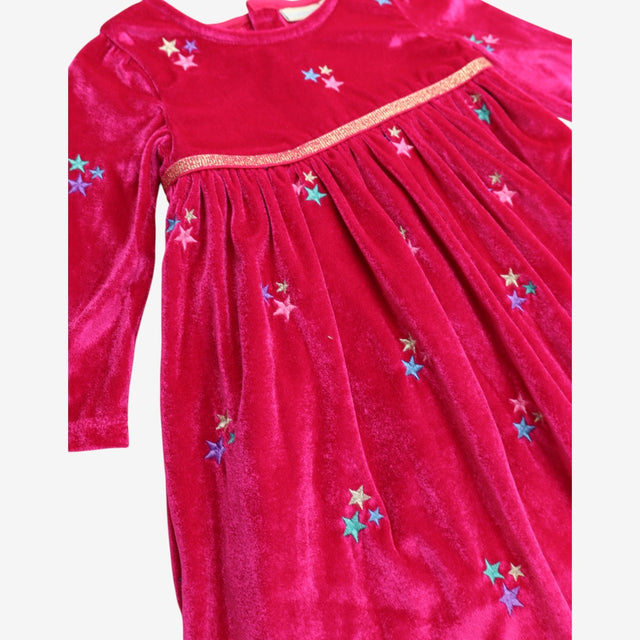 Dress long sleeve pink velour with stars