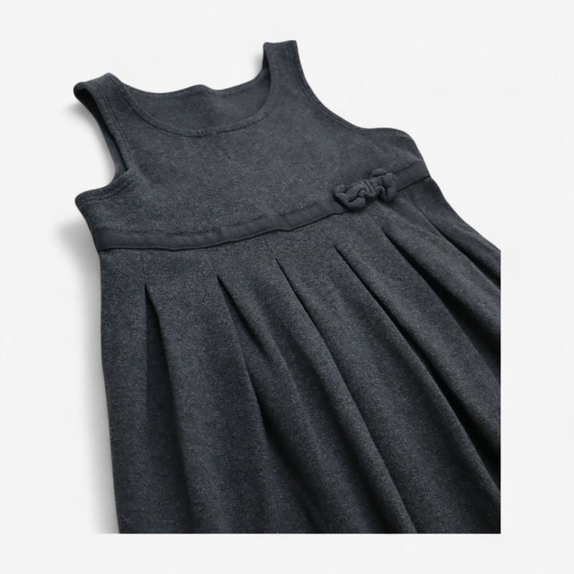 School Pinafore Dress Grey with Bow 2 Pack