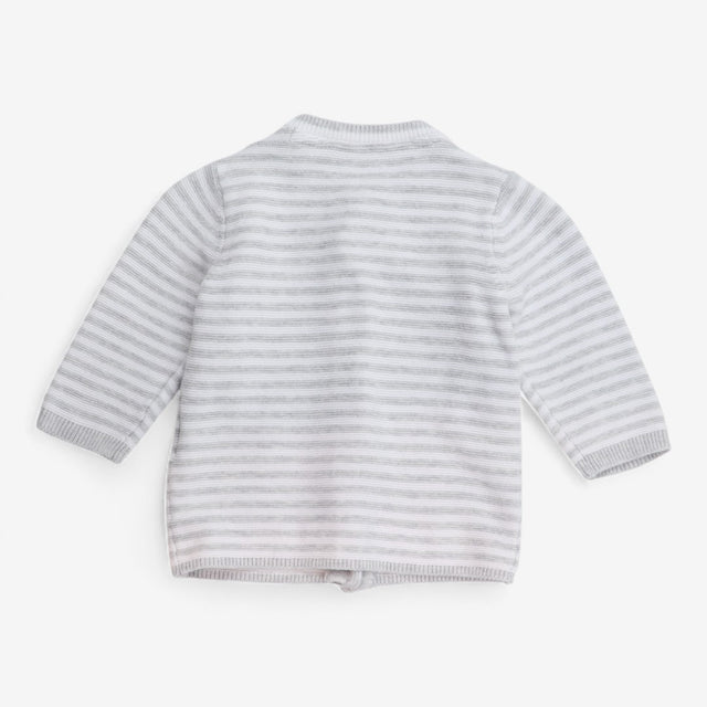 Cardigan Grey and White Stripe