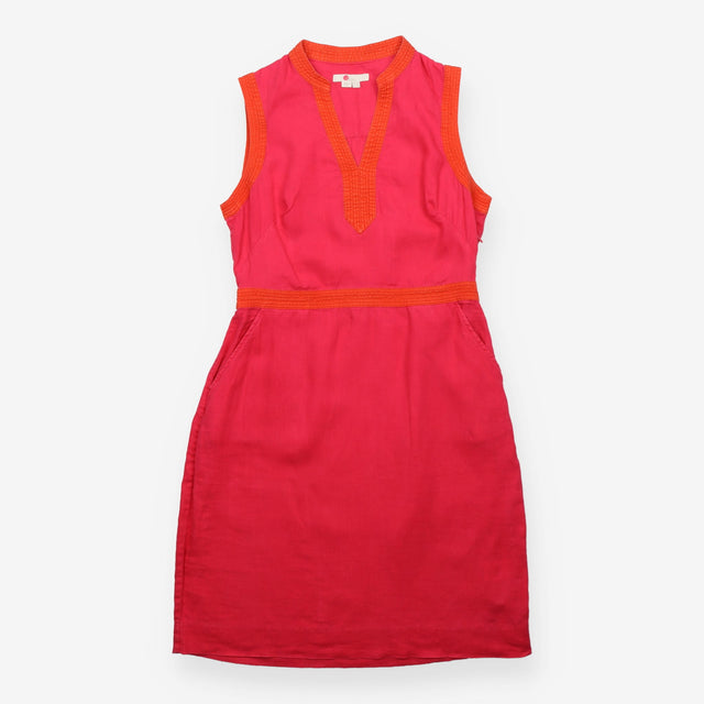 Pink Linen Sleeveless Split Neck Tunic Dress Orang