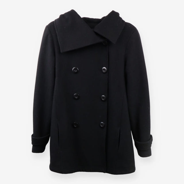Black double breasted maternity coat