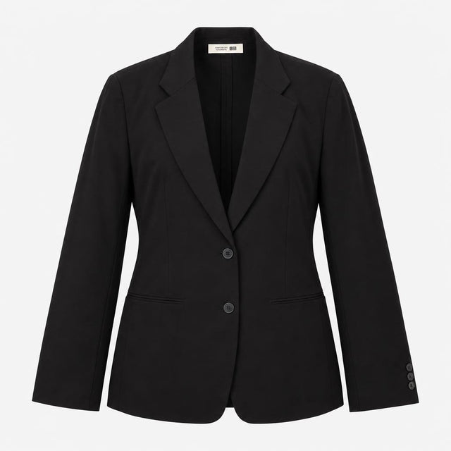 Blazer Single Breasted Linen Blend Black