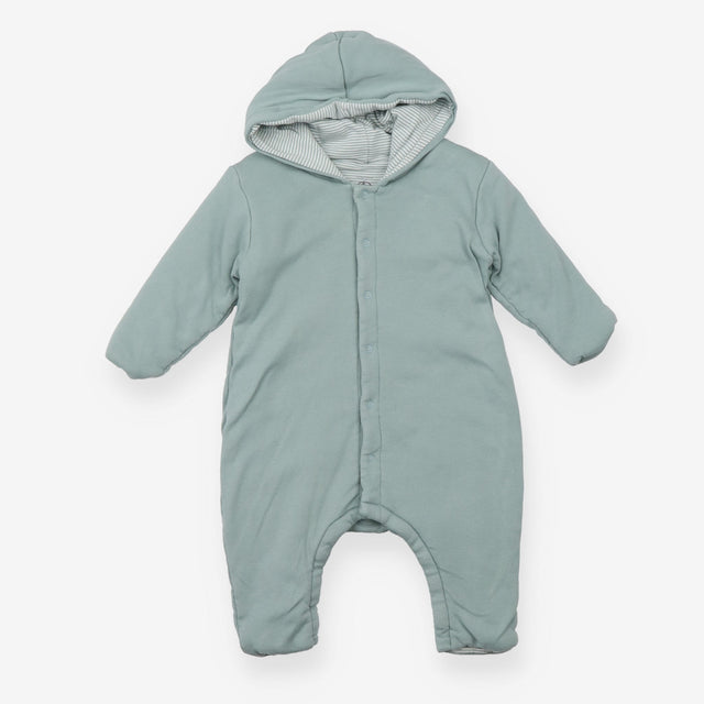 Pramsuit Jersery Green with Striped Lining