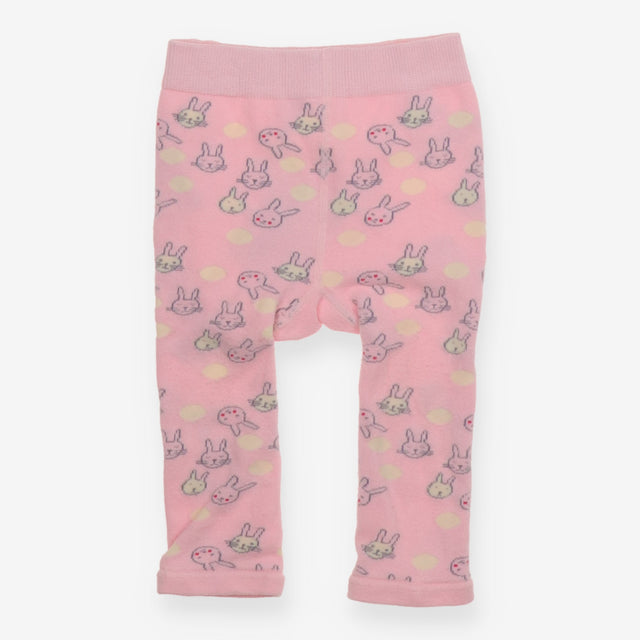 Leggings knit pink bunnies spots