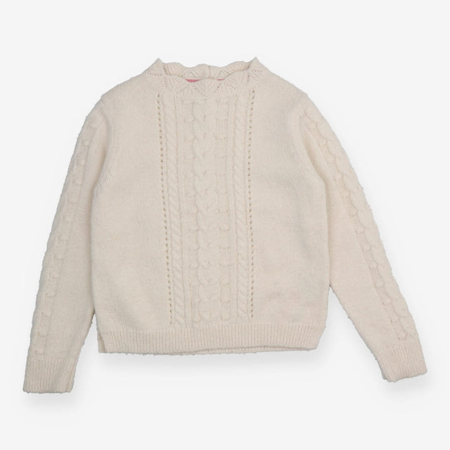 Cream Cable Knit Jumper Pink Detail