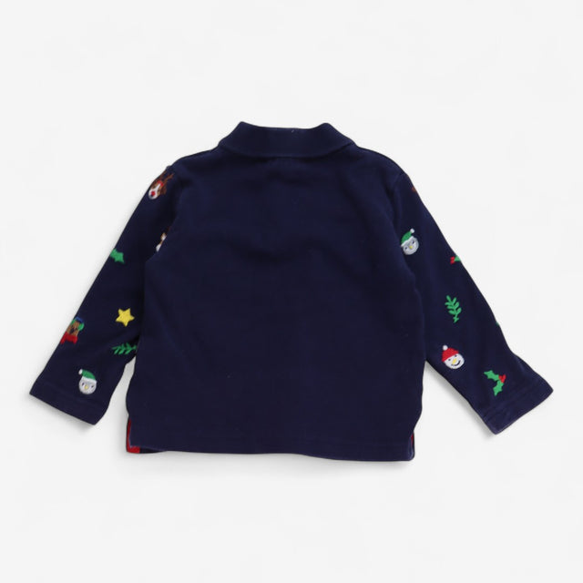 Navy Christmas Applique Polo Shirt