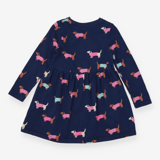 Jersey Dress Navy with Sausage Dogs