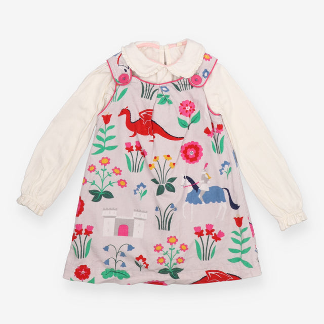 Pinafore Dress and Top Cord Dragon and Flowers