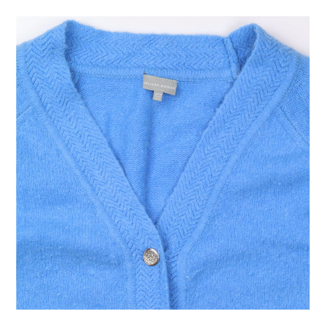 Cardigan Bright Blue Wool Alpaca Blend Gold Button