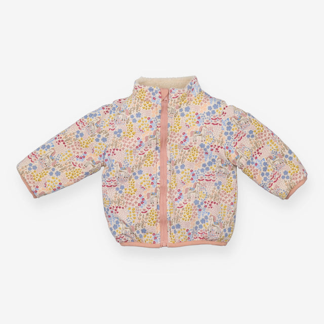 Fleece Reversible Jacket Pink Unicorns