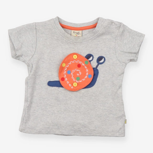 T-Shirt Grey Happy Snail Applique