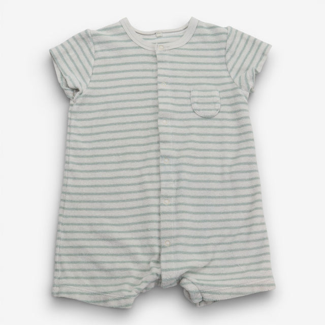 Romper Toweling Green Stripe