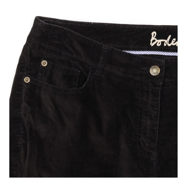 Black Cotton Velvet Straight Leg Trousers
