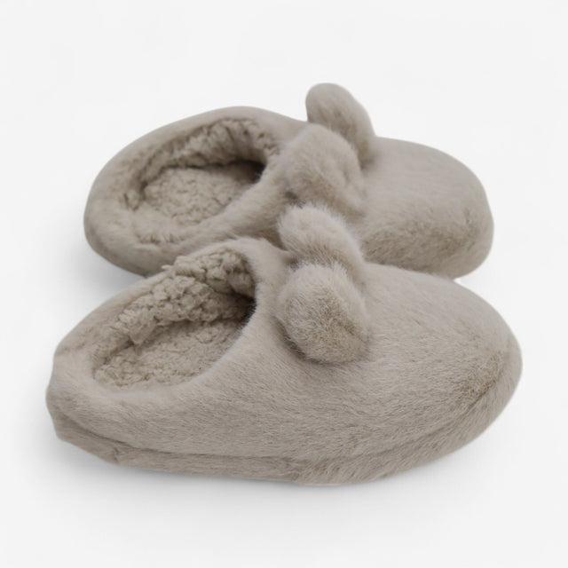 Slippers Beige Fluffy Ears