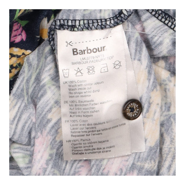 Floral Ruffle High Neck Cotton Top Navy Blue Padbu
