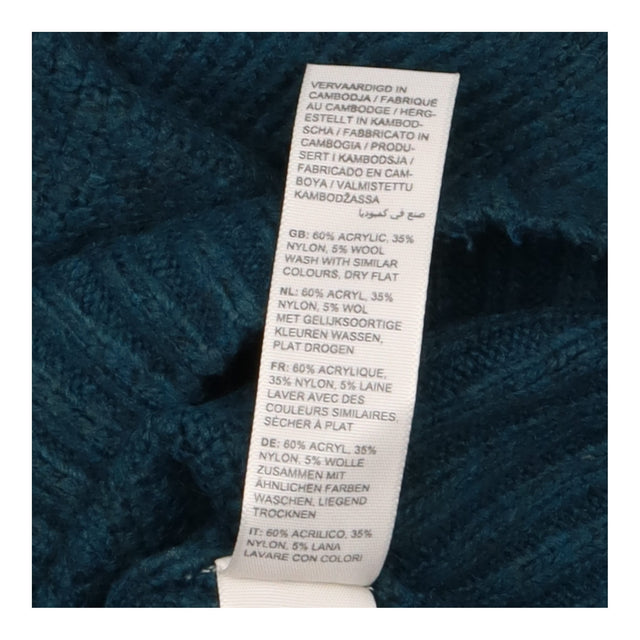 Jumper Teal Green Diamond Pointelle Funnel Neck Lo