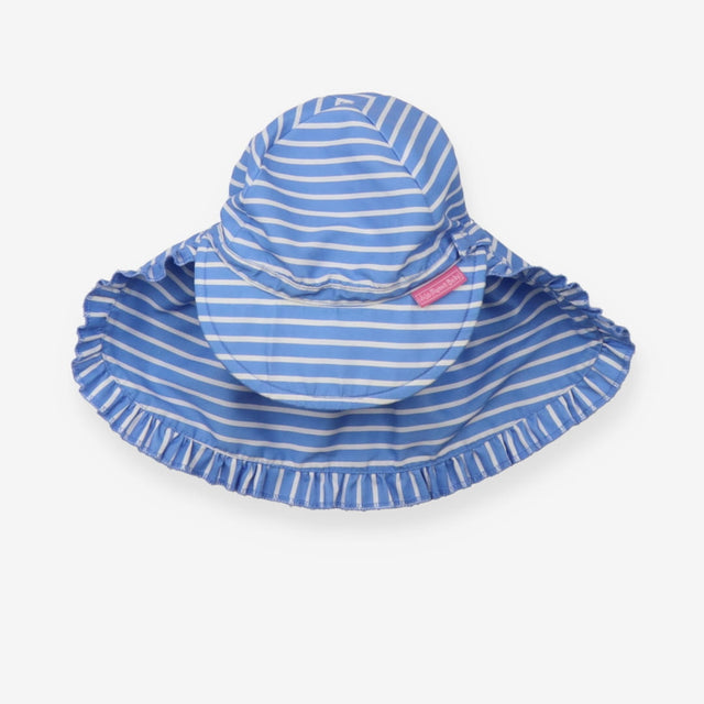 Sun Hat Blue Striped Frilly Edge