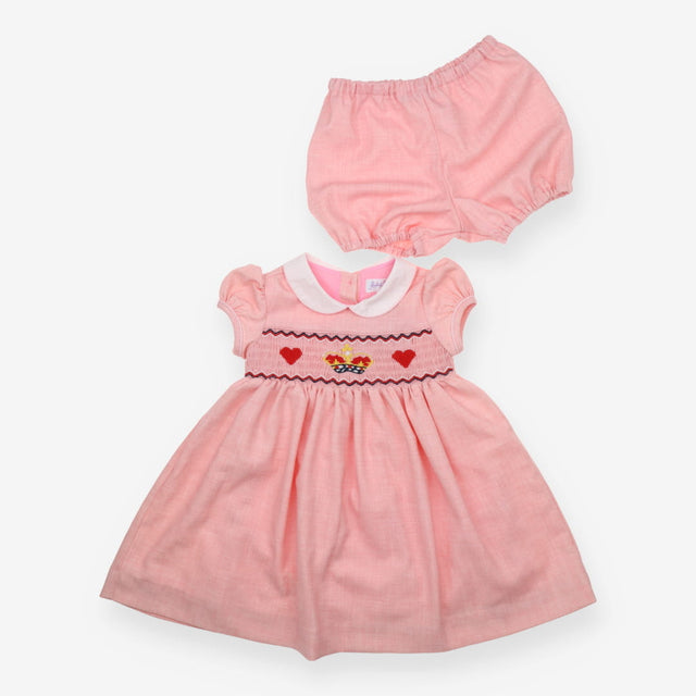 Collard Dress Light Pink with a Crown and Hearts