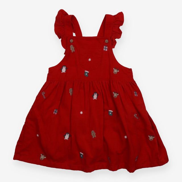 Cord red xmas pinafore