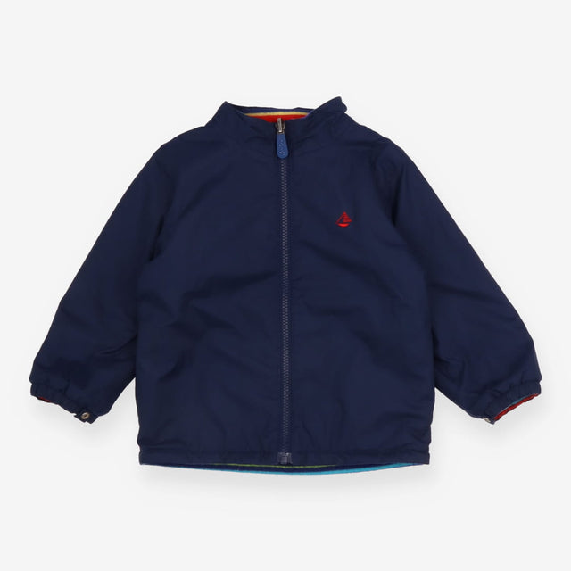 Reversible coat navy and colorful stripe