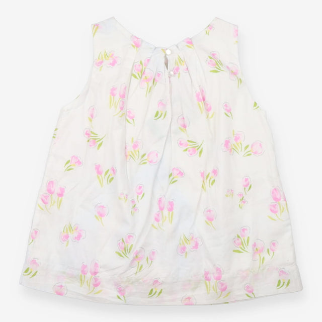 White tunic with pink tulips