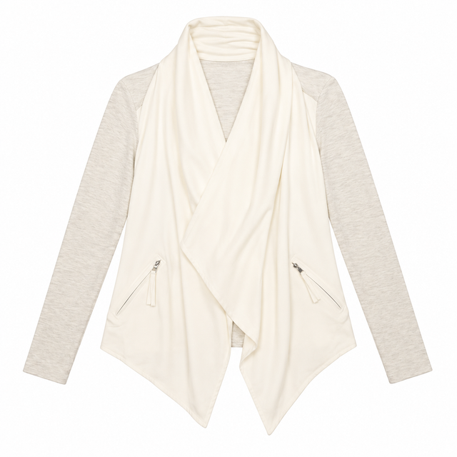 Ivory Waterfall Open Front Drape Cardigan