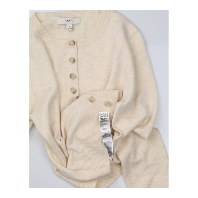 Cardigan Soft Knit Crew Neck Button Front Vanilla