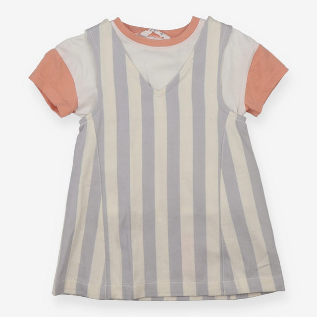 Striped pinafore dress with t-shirt