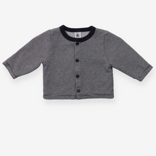 Navy and white striped jersey cardigan