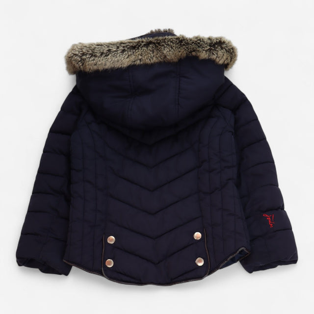 Navy Coat with Fur Hood & Collar