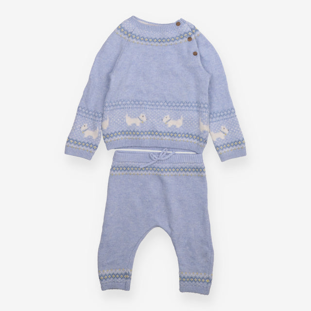 Knit Sweater and Legging Set Light Blue Dogs
