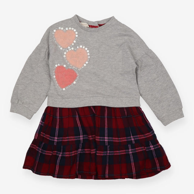 Dress Tartan Skirt with Grey Sweater Top