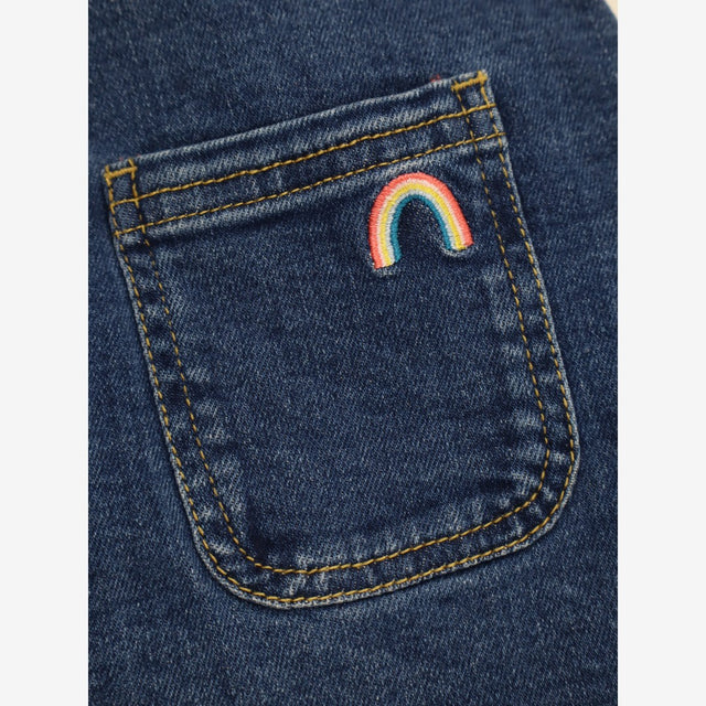 Denim Pinafore Dress with Fabric Straps