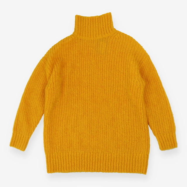 Yellow oversize knitted mohair rollneck sweater