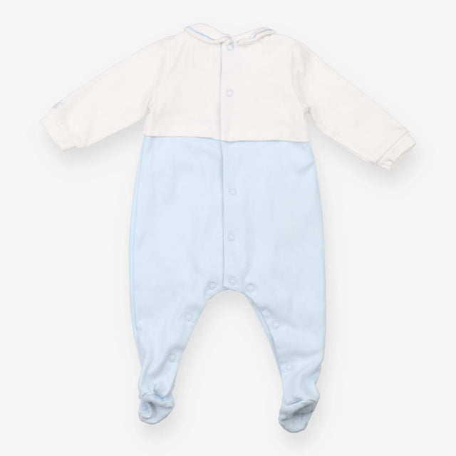Outfit sleepsuit and hat blue and white embordered