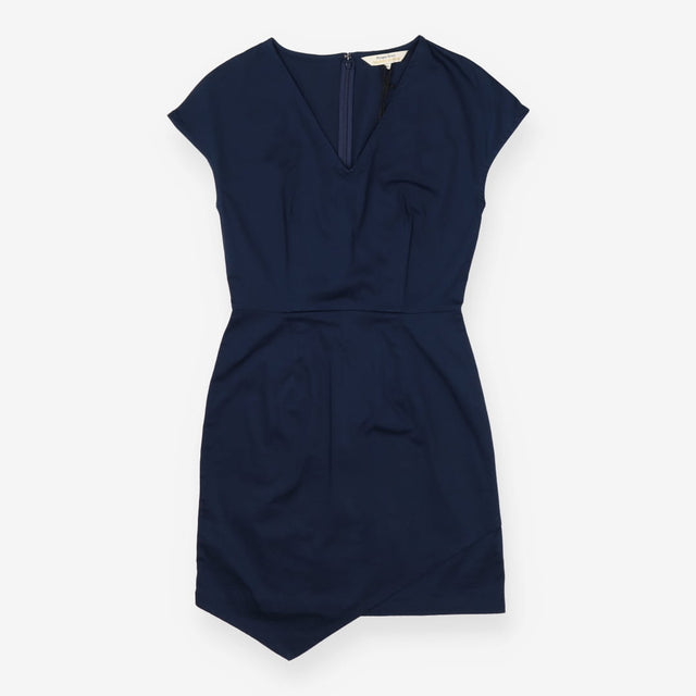 Navy V Neck Sleeveless Structured Cotton Dress