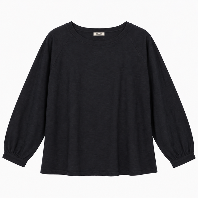 Black Relaxed Long Sleeve Top