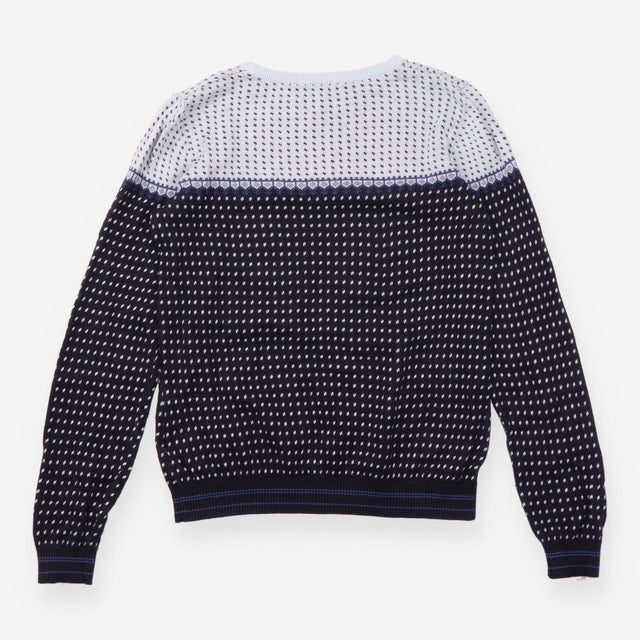 Navy & Grey Geometric Pattern Jumper