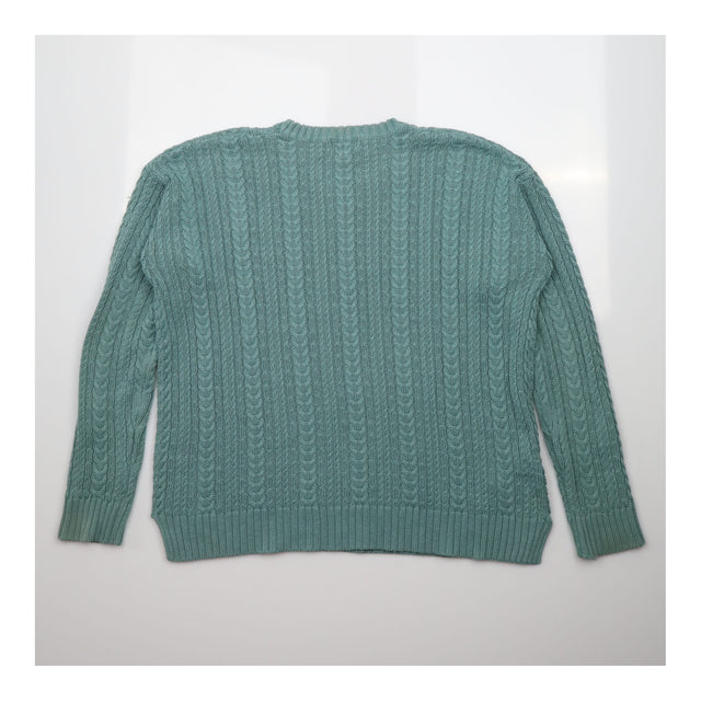 Knit Cable Jumper Sage Green Crew Neck