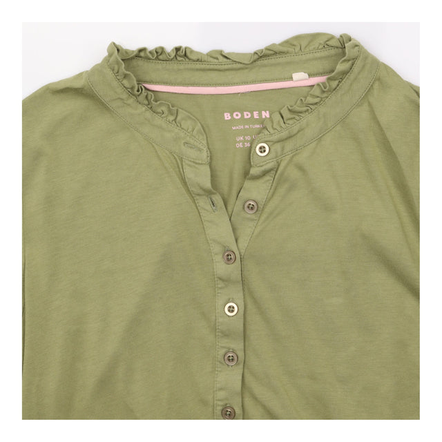 Ruffle Neck Cotton Modal Long Sleeve Top