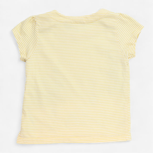 T-shirt Yellow Stripe with Daisies and Mice Appliq