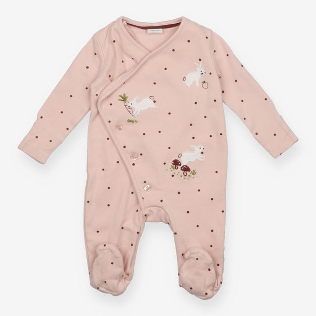 Sleepsuit Wrap Around Pink Rabbit Appliques