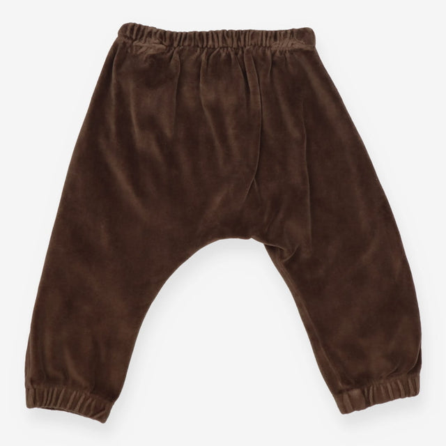 Joggers brown velour cream tie