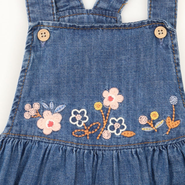 Dungaree Denim Embroidered Flowers