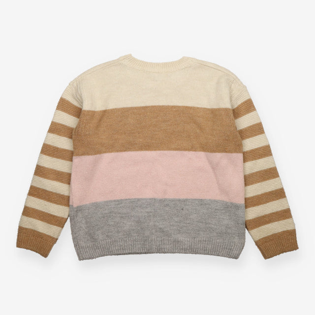 Jumper Cream Camel Pink Grey Colour Block Striped